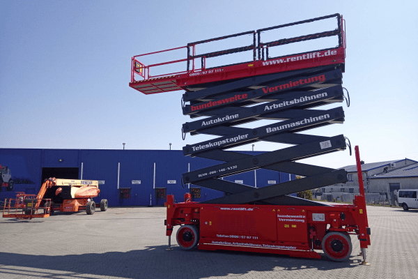 Unsere Magni ES2814E ist eine Elektro Allrad Scherenbühne mit 28 Metern Arbeitshöhe ...